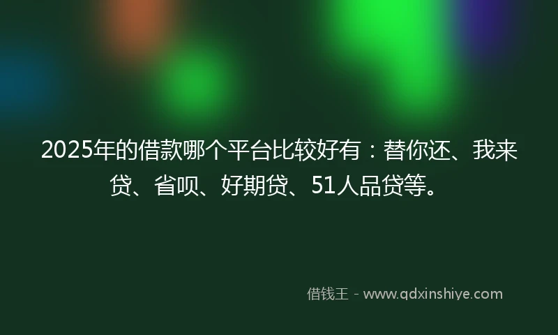 2025年的借款哪个平台比较好有：替你还、我来贷、省呗、好期贷、51人品贷等。