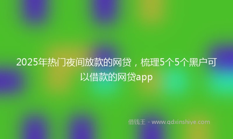 2025年热门夜间放款的网贷，梳理5个5个黑户可以借款的网贷app