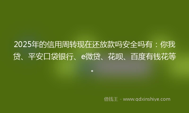 2025年的信用周转现在还放款吗安全吗有：你我贷、平安口袋银行、e微贷、花呗、百度有钱花等。