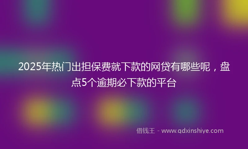 2025年热门出担保费就下款的网贷有哪些呢，盘点5个逾期必下款的平台
