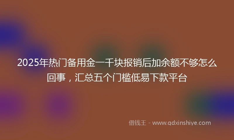 2025年热门备用金一千块报销后加余额不够怎么回事,汇总五个门槛低易下款平台