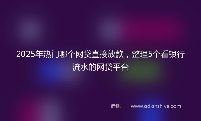 2025年热门哪个网贷直接放款，整理5个看银行流水的网贷平台