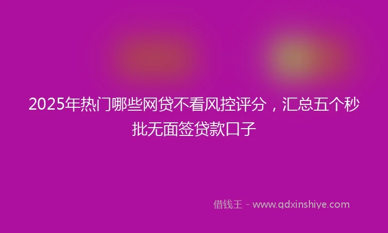 2025年热门哪些网贷不看风控评分,汇总五个秒批无面签贷款口子
