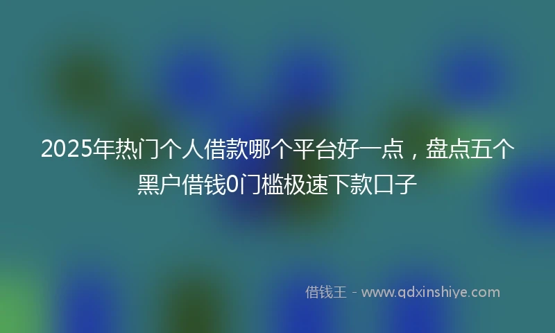 2025年热门个人借款哪个平台好一点，盘点五个黑户借钱0门槛极速下款口子