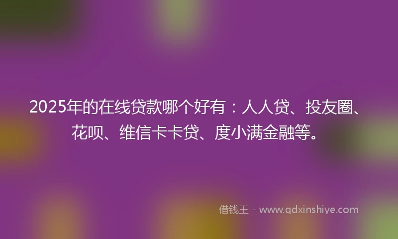 2025年的在线贷款哪个好有：人人贷、投友圈、花呗、维信卡卡贷、度小满金融等。