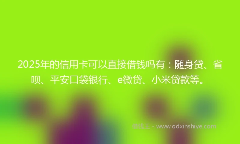 2025年的信用卡可以直接借钱吗有：随身贷、省呗、平安口袋银行、e微贷、小米贷款等。