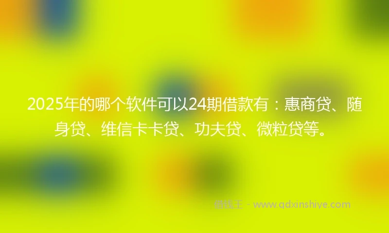 2025年的哪个软件可以24期借款有：惠商贷、随身贷、维信卡卡贷、功夫贷、微粒贷等。