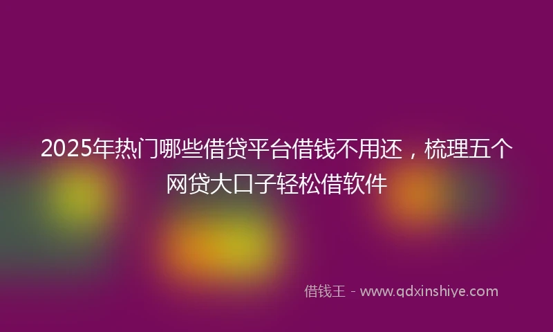 2025年热门哪些借贷平台借钱不用还，梳理五个网贷大口子轻松借软件