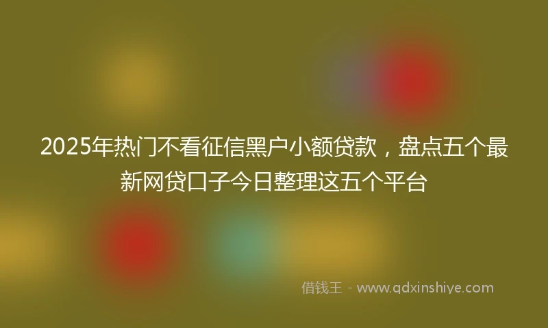 2025年热门不看征信黑户小额贷款,盘点五个最新网贷口子今日整理这五个平台