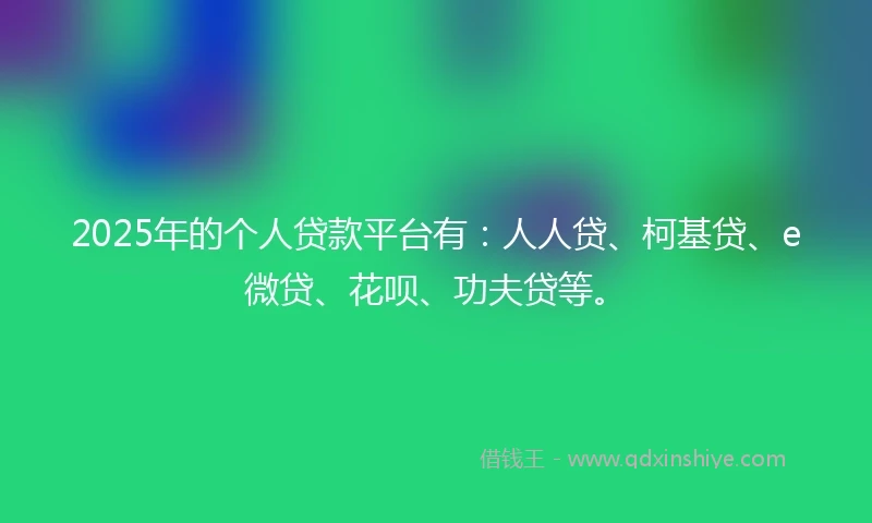 2025年的个人贷款平台有：人人贷、柯基贷、e微贷、花呗、功夫贷等。