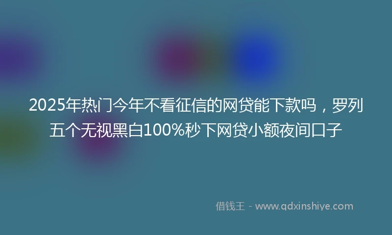 2025年热门今年不看征信的网贷能下款吗，罗列五个无视黑白100%秒下网贷小额夜间口子