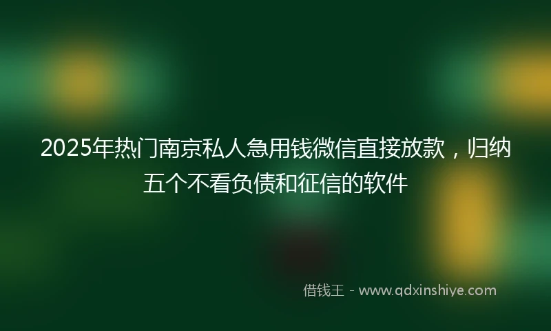 2025年热门南京私人急用钱微信直接放款，归纳五个不看负债和征信的软件