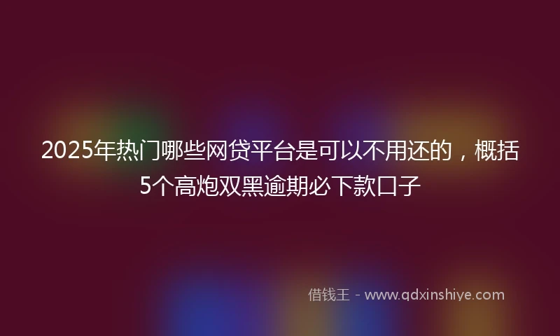 2025年热门哪些网贷平台是可以不用还的，概括5个高炮双黑逾期必下款口子