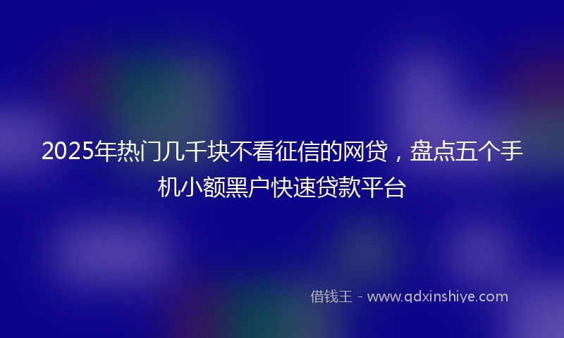 2025年热门几千块不看征信的网贷，盘点五个手机小额黑户快速贷款平台