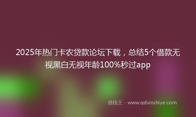 2025年热门卡农贷款论坛下载，总结5个借款无视黑白无视年龄100%秒过app
