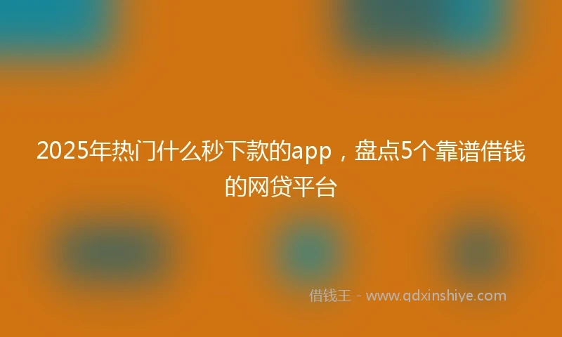2025年热门什么秒下款的app,盘点5个靠谱借钱的网贷平台