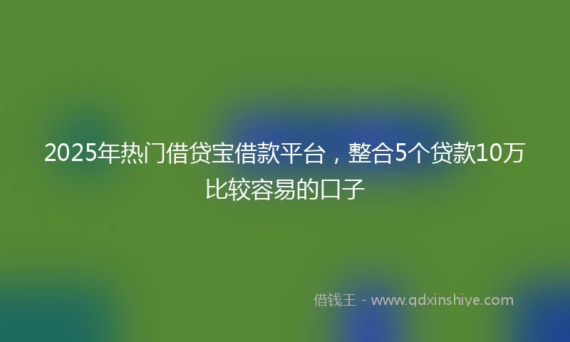 2025年热门借贷宝借款平台，整合5个贷款10万比较容易的口子