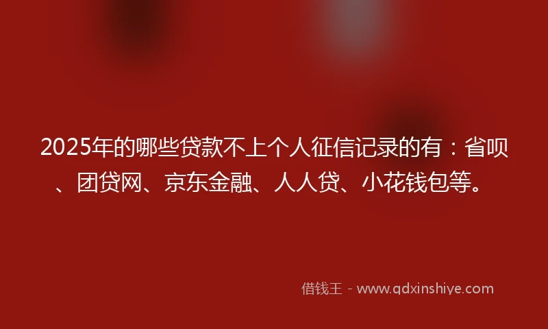 2025年的哪些贷款不上个人征信记录的有：省呗、团贷网、京东金融、人人贷、小花钱包等。