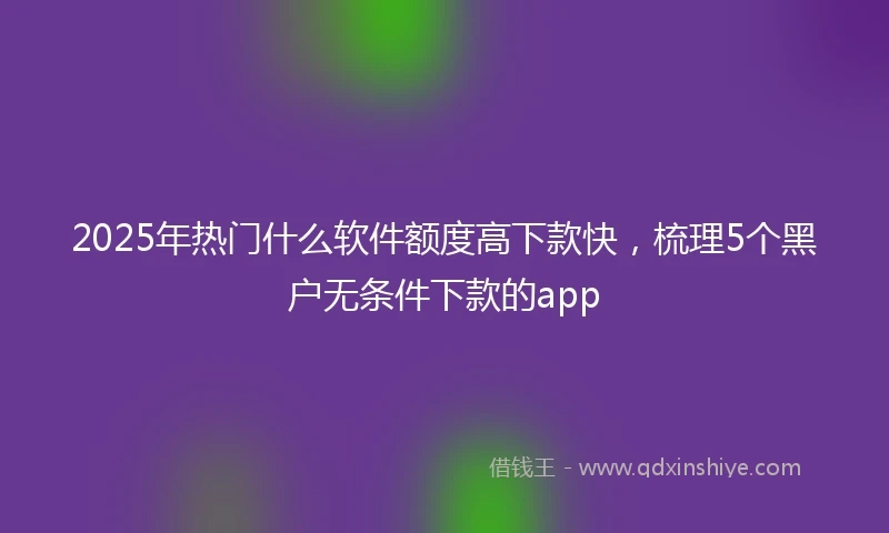 2025年热门什么软件额度高下款快，梳理5个黑户无条件下款的app