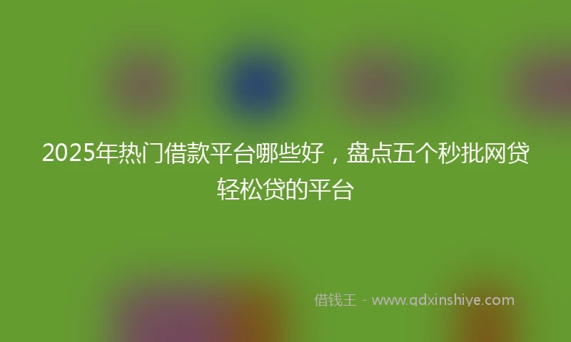 2025年热门借款平台哪些好，盘点五个秒批网贷轻松贷的平台