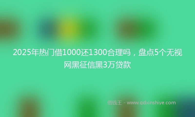 2025年热门借1000还1300合理吗，盘点5个无视网黑征信黑3万贷款