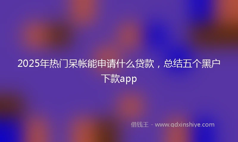 2025年热门呆帐能申请什么贷款，总结五个黑户下款app