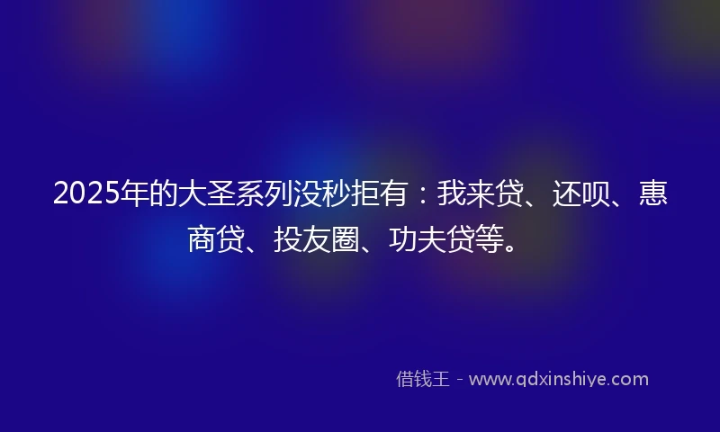 2025年的大圣系列没秒拒有：我来贷、还呗、惠商贷、投友圈、功夫贷等。