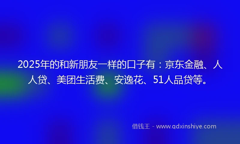 2025年的和新朋友一样的口子有：京东金融、人人贷、美团生活费、安逸花、51人品贷等。