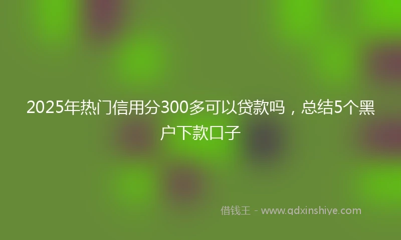 2025年热门信用分300多可以贷款吗，总结5个黑户下款口子