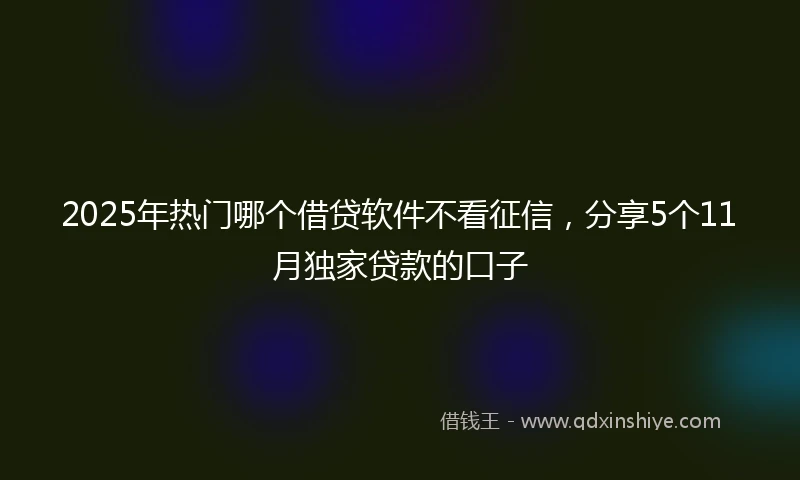 2025年热门哪个借贷软件不看征信，分享5个11月独家贷款的口子