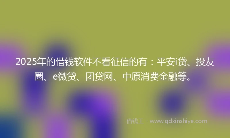 2025年的借钱软件不看征信的有：平安i贷、投友圈、e微贷、团贷网、中原消费金融等。
