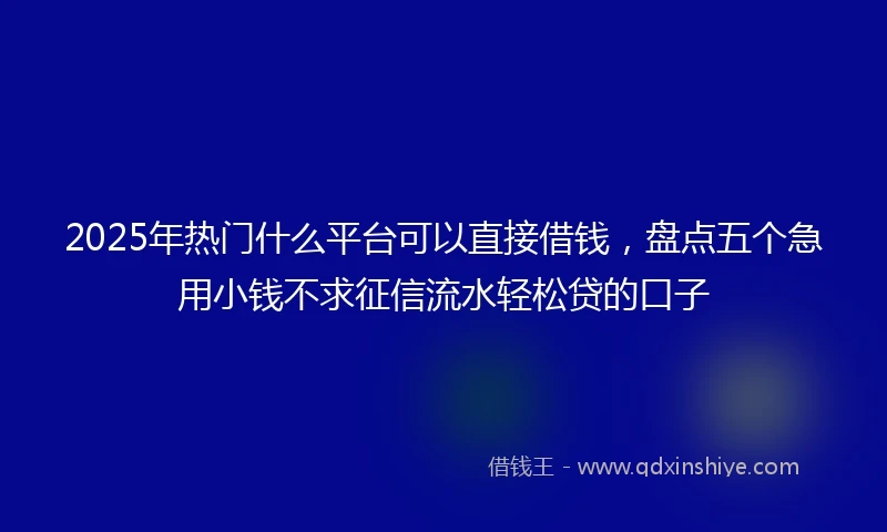 2025年热门什么平台可以直接借钱，盘点五个急用小钱不求征信流水轻松贷的口子