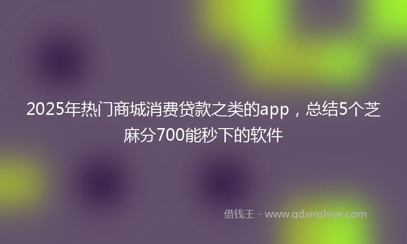 2025年热门商城消费贷款之类的app，总结5个芝麻分700能秒下的软件