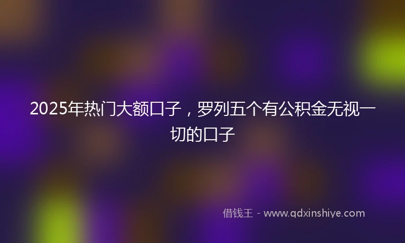 2025年热门大额口子，罗列五个有公积金无视一切的口子