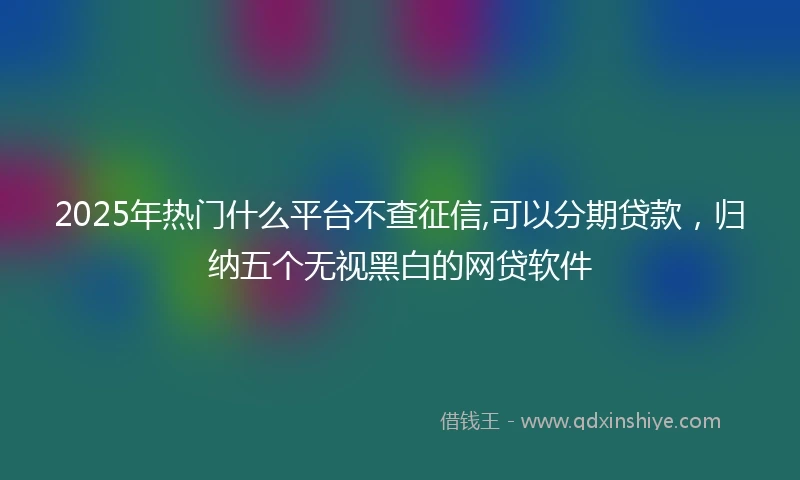 2025年热门什么平台不查征信,可以分期贷款，归纳五个无视黑白的网贷软件