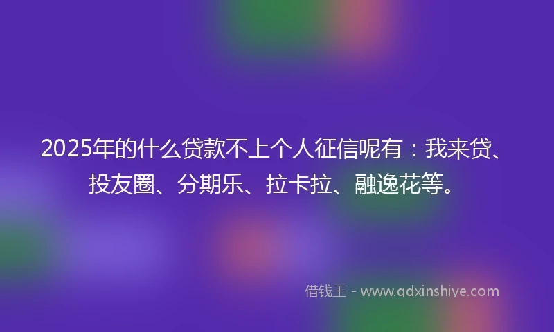 2025年的什么贷款不上个人征信呢有：我来贷、投友圈、分期乐、拉卡拉、融逸花等。