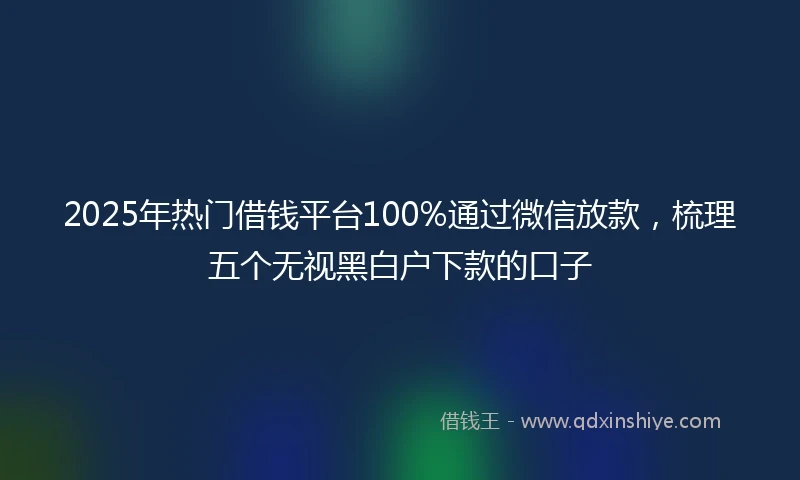 2025年热门借钱平台100%通过微信放款，梳理五个无视黑白户下款的口子