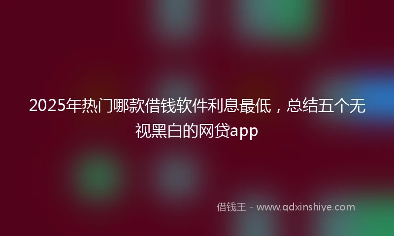 2025年热门哪款借钱软件利息最低，总结五个无视黑白的网贷app