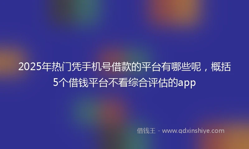 2025年热门凭手机号借款的平台有哪些呢，概括5个借钱平台不看综合评估的app