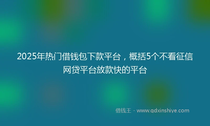 2025年热门借钱包下款平台，概括5个不看征信网贷平台放款快的平台