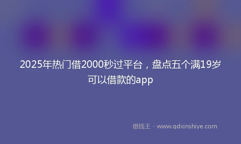 2025年热门借2000秒过平台，盘点五个满19岁可以借款的app