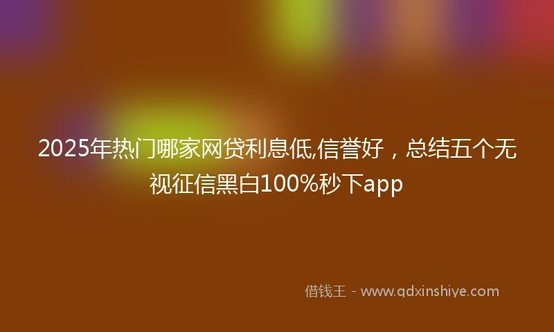 2025年热门哪家网贷利息低,信誉好，总结五个无视征信黑白100%秒下app