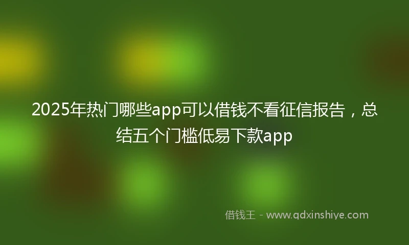 2025年热门哪些app可以借钱不看征信报告，总结五个门槛低易下款app