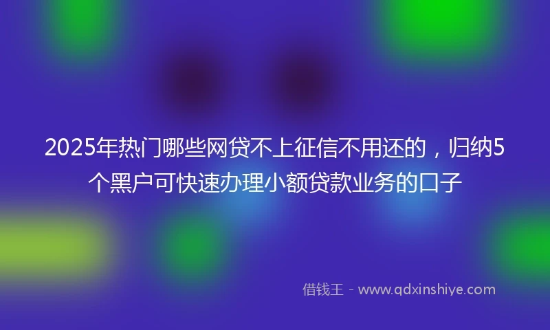 2025年热门哪些网贷不上征信不用还的，归纳5个黑户可快速办理小额贷款业务的口子