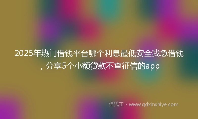 2025年热门借钱平台哪个利息最低安全我急借钱，分享5个小额贷款不查征信的app