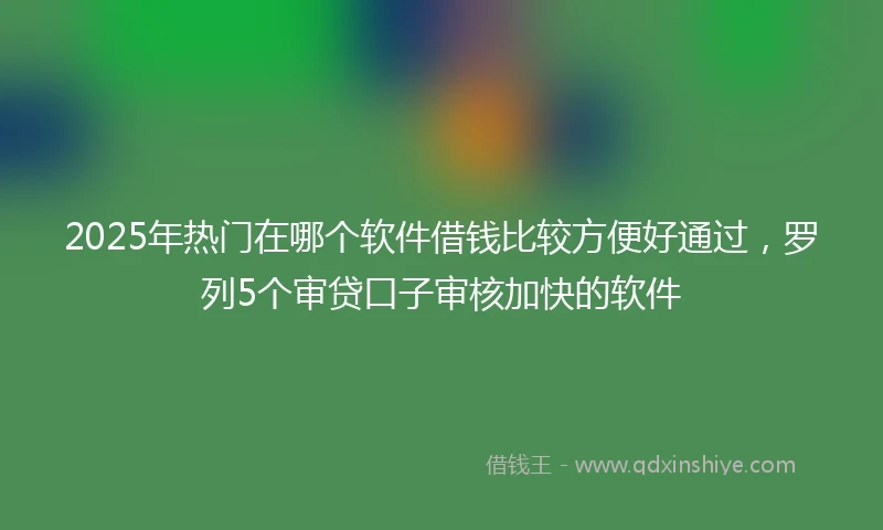 2025年热门在哪个软件借钱比较方便好通过，罗列5个审贷口子审核加快的软件