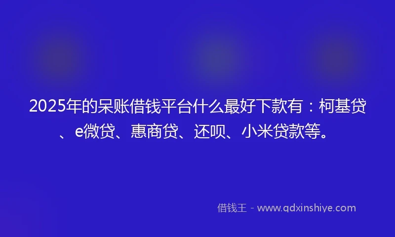 2025年的呆账借钱平台什么最好下款有：柯基贷、e微贷、惠商贷、还呗、小米贷款等。