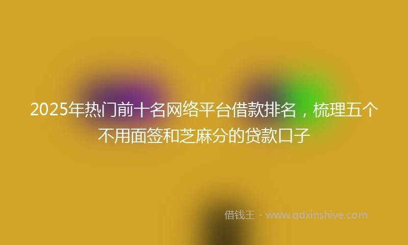2025年热门前十名网络平台借款排名，梳理五个不用面签和芝麻分的贷款口子