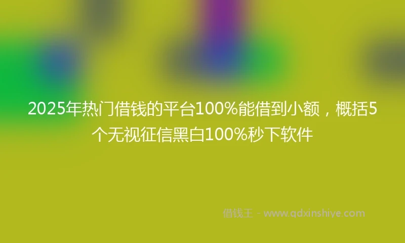 2025年热门借钱的平台100%能借到小额，概括5个无视征信黑白100%秒下软件
