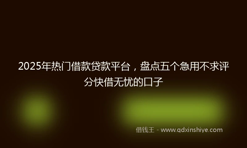 2025年热门借款贷款平台，盘点五个急用不求评分快借无忧的口子